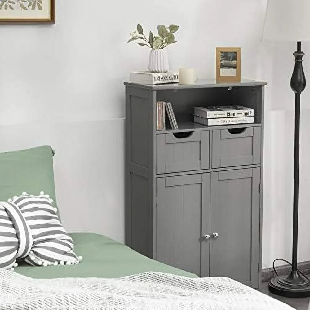 Grey Bathroom Floor Cabinet with 2 Doors and 2 Drawers I2252