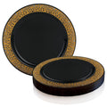 Black with Gold Rim Disposable Plastic Salad Plates 120pcs Z85069