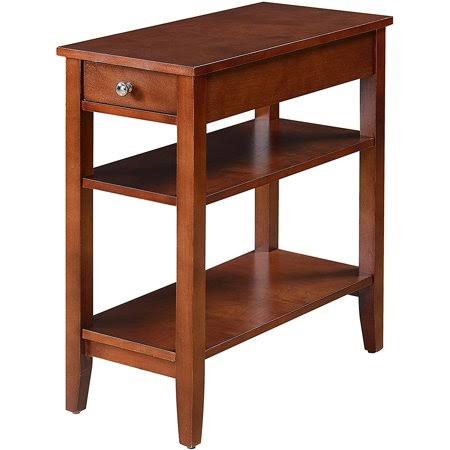 Brown Wood 3 Tier End Table with 1 Drawer F616