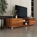 Black TV Stand with Storage Cabinet and Open Shelves J215