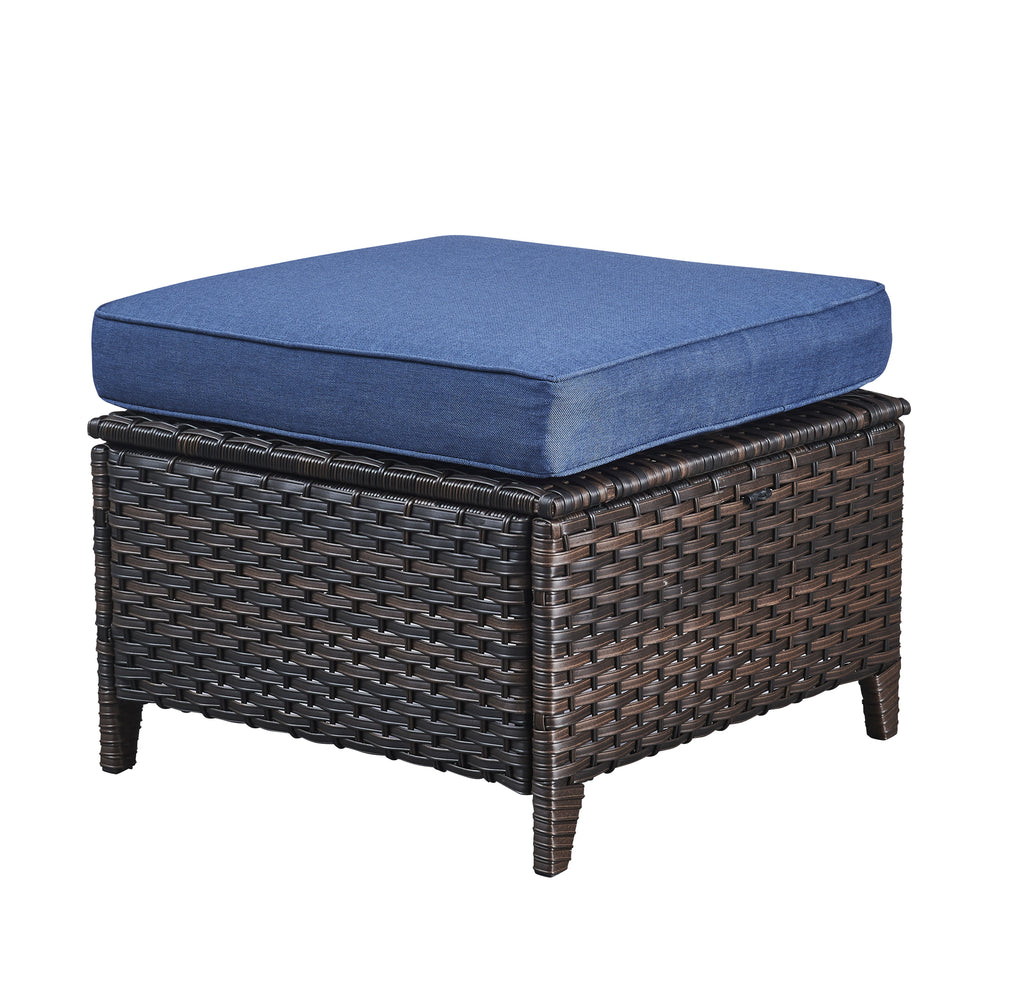 Blue 7Pcs Outdoor Rattan Patio Furniture Set with Cushion C160390