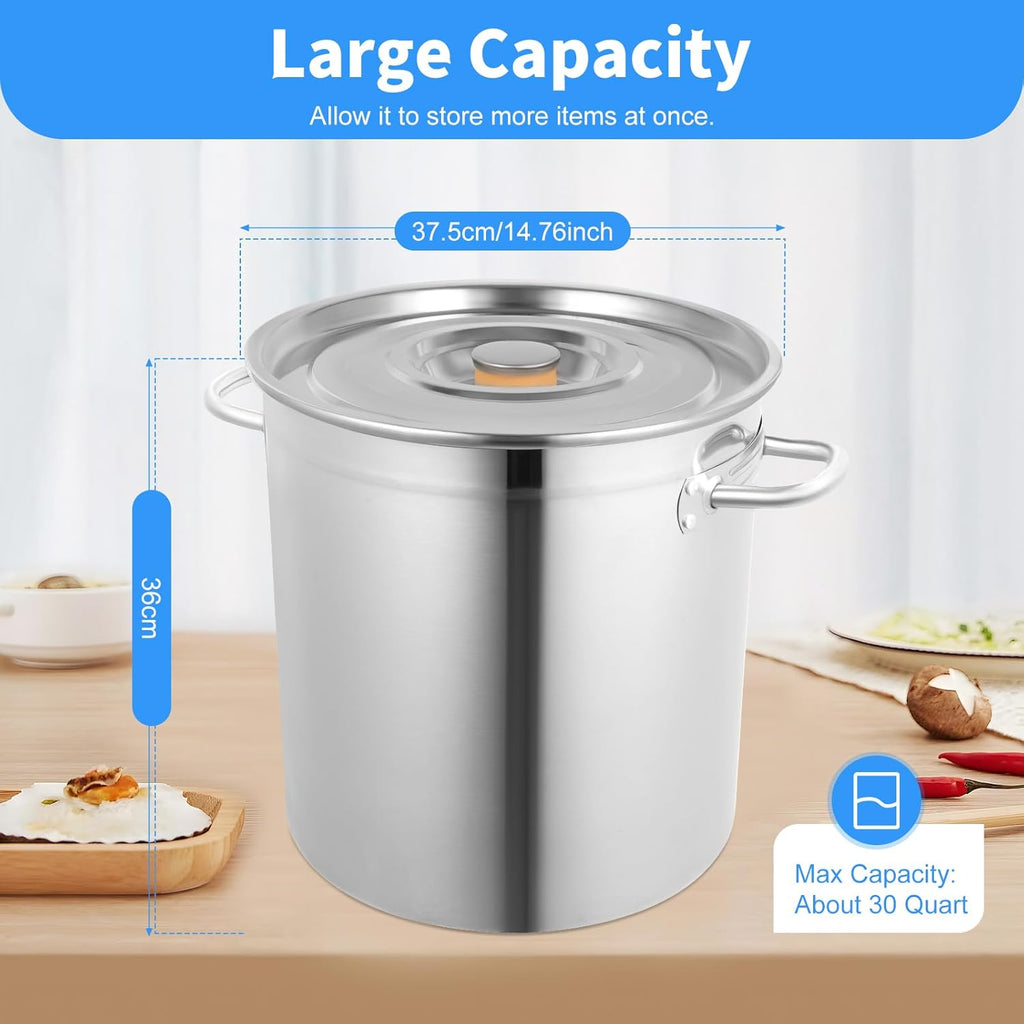 30 Quart 201 Stainless Steel Stockpot with Lid U483477
