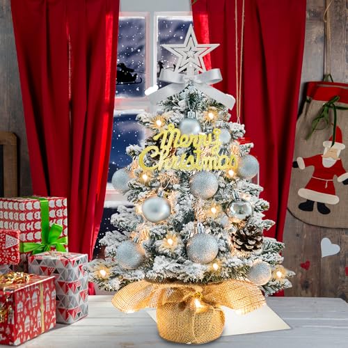 White 22 Inch Mini Artificial Christmas Tree with Lights I979886