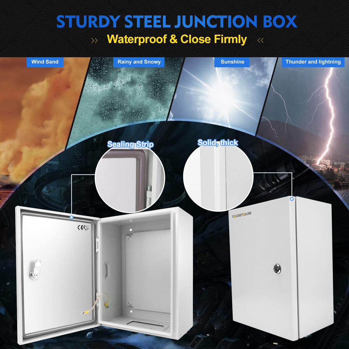 12 x 10 x 6'' IP66 Waterproof Steel Electrical Enclosure with Lock A189190