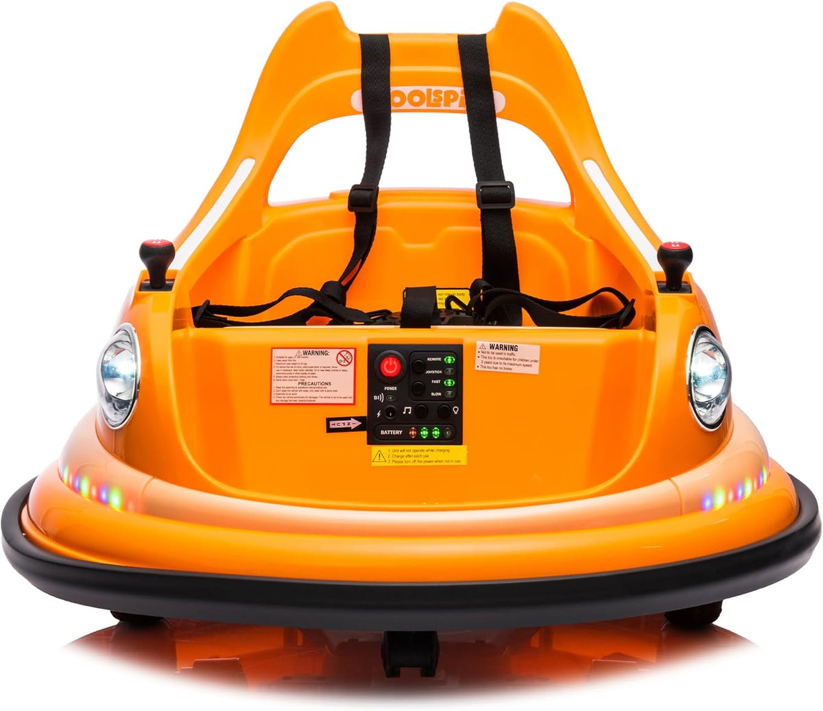 12V Electric Ride-On Bumper Car with Remote Control, Led Lights, 360° Spin, Anti-Collision Padding, Safety Belt Y417617
