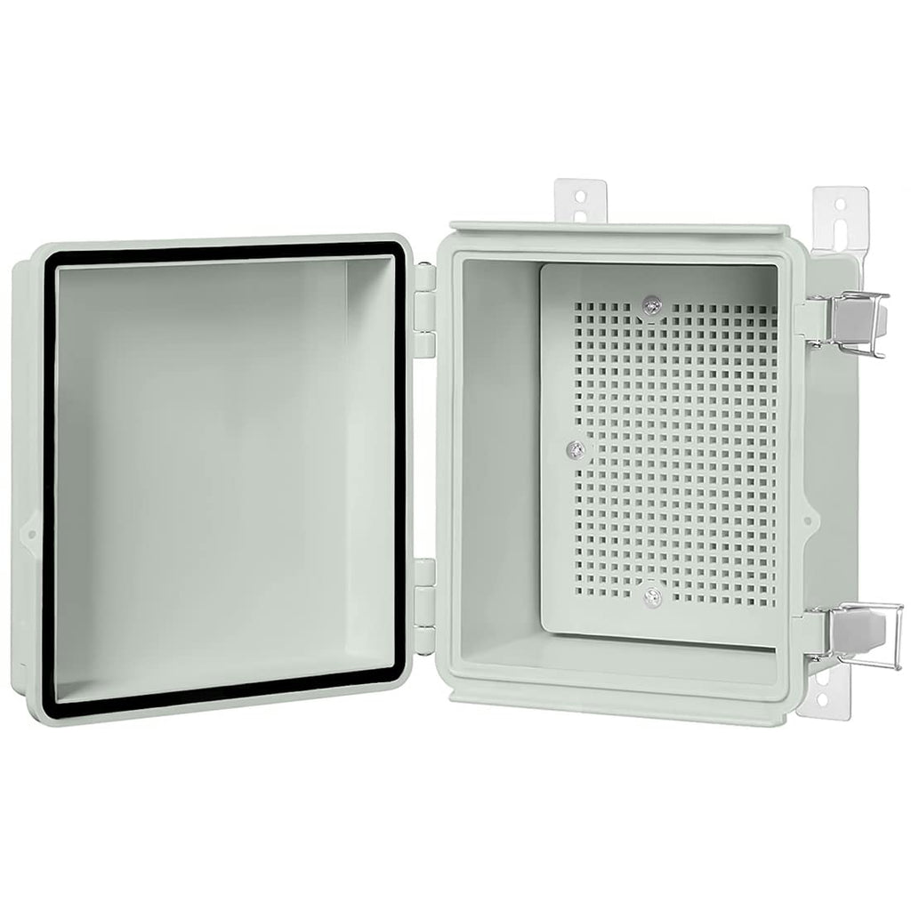ABS Junction Box Hinged Cover Stainless Steel Latch IP67 Waterproof Plastic Universal Enclosure 8.7x6.7x4.3 inch O42320
