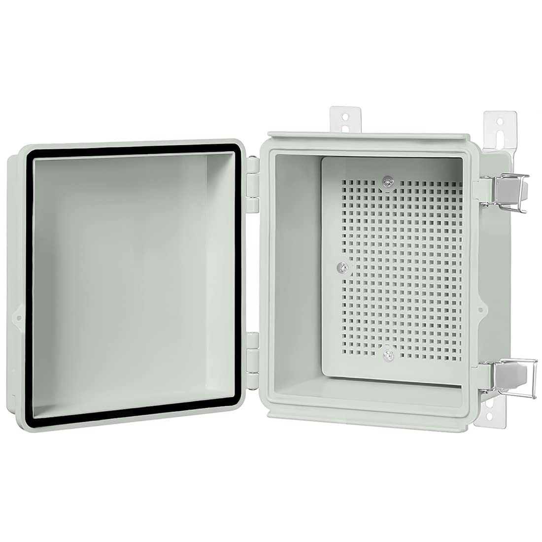 ABS Junction Box Hinged Cover Stainless Steel Latch IP67 Waterproof Plastic Universal Enclosure 8.7x6.7x4.3 inch O42320