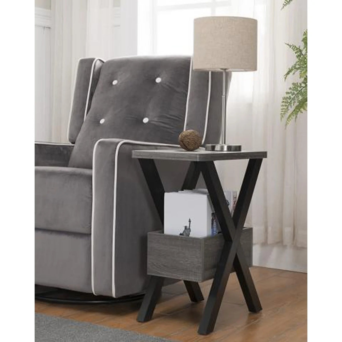 Contemporary Artistic End Table with Storage E541
