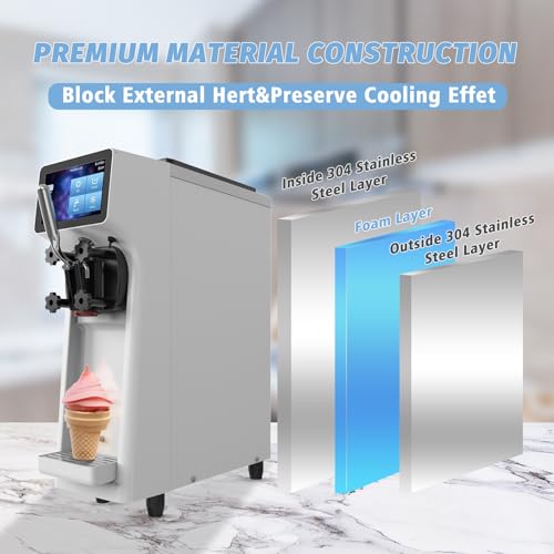 1000W Single Flavor Soft Serve Ice Cream Machine 2.7 to 4 Gal/H 110V S1036