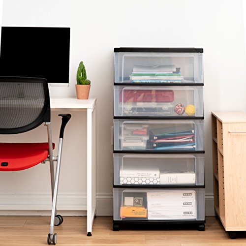Black Plastic 5 Drawer Rolling Storage Organizer K61705