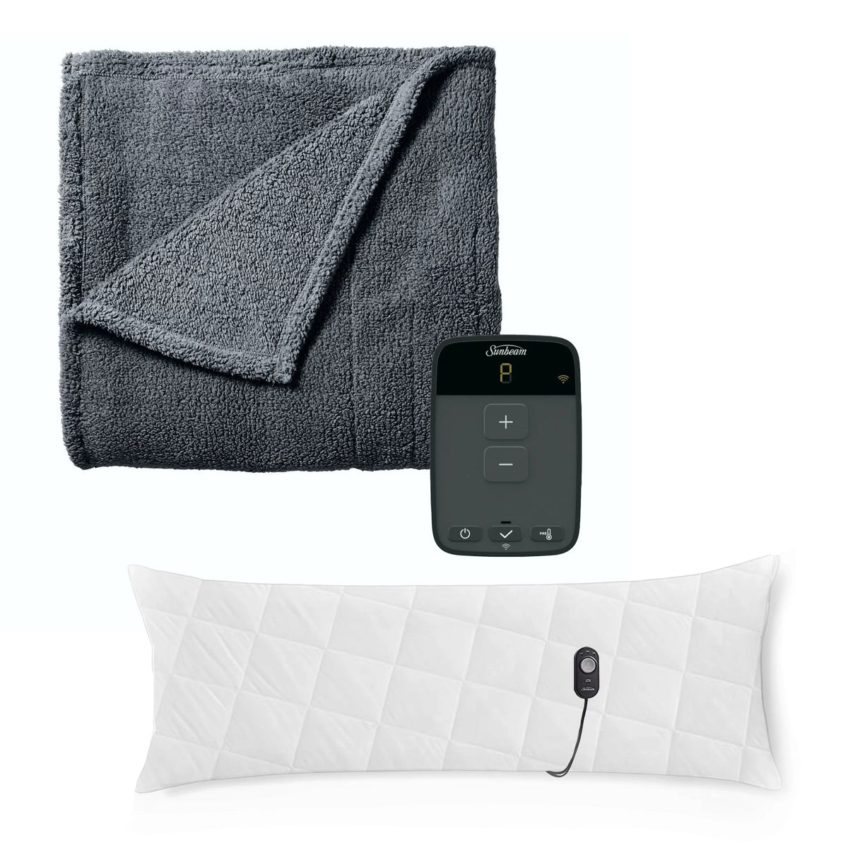 Full Size Heated Blanket with Heated Body Pillow W414106