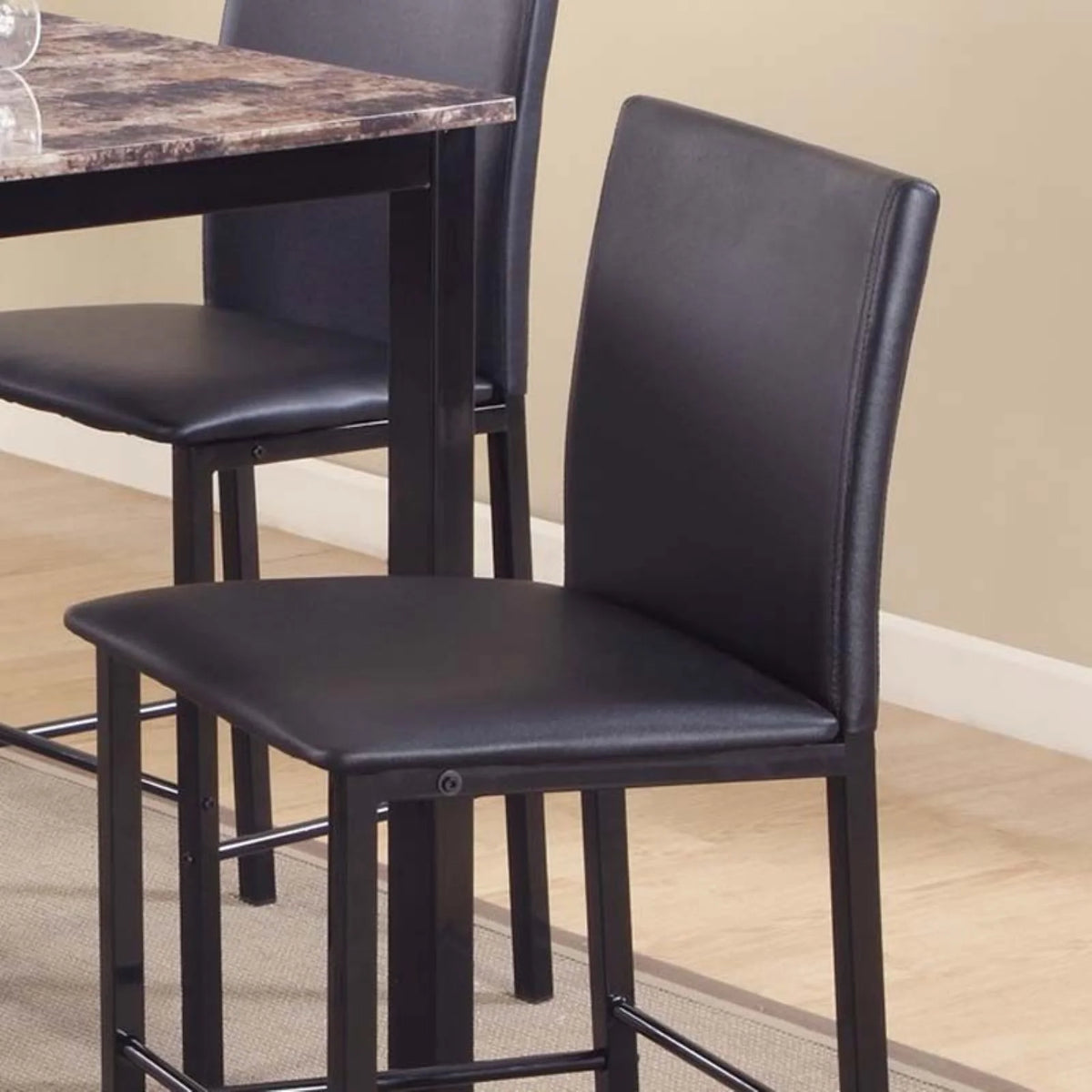 Black Counter Dining Set with Laminated Faux Marble Top F4490