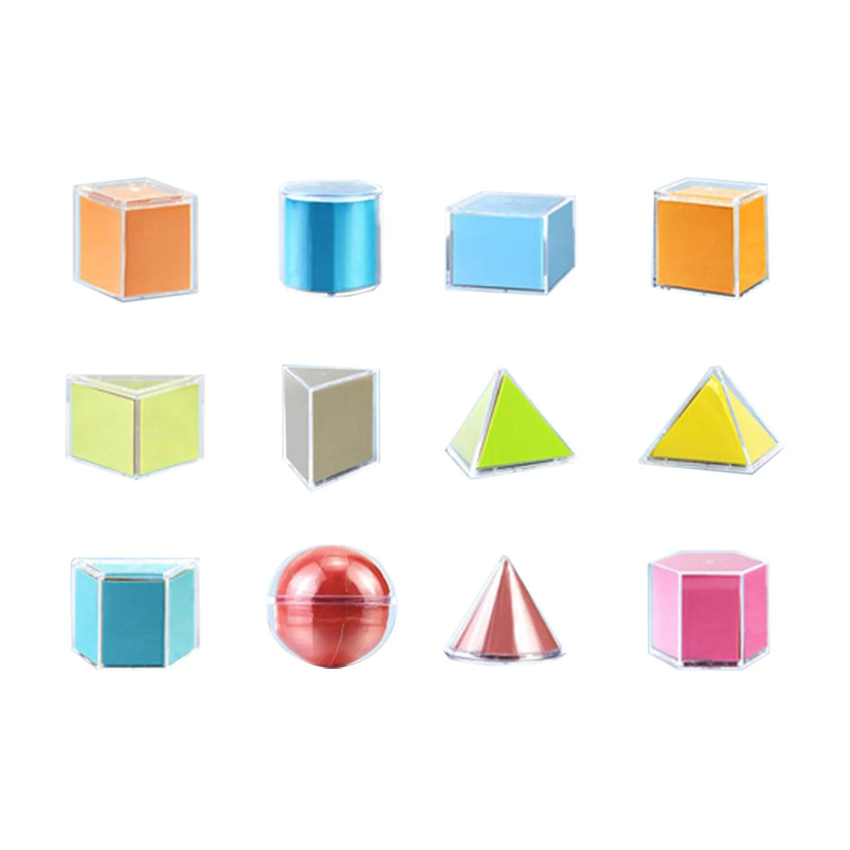 12 Pieces 3D Geometric Shapes Blocks Pattern Blocks Educational Toy C4103