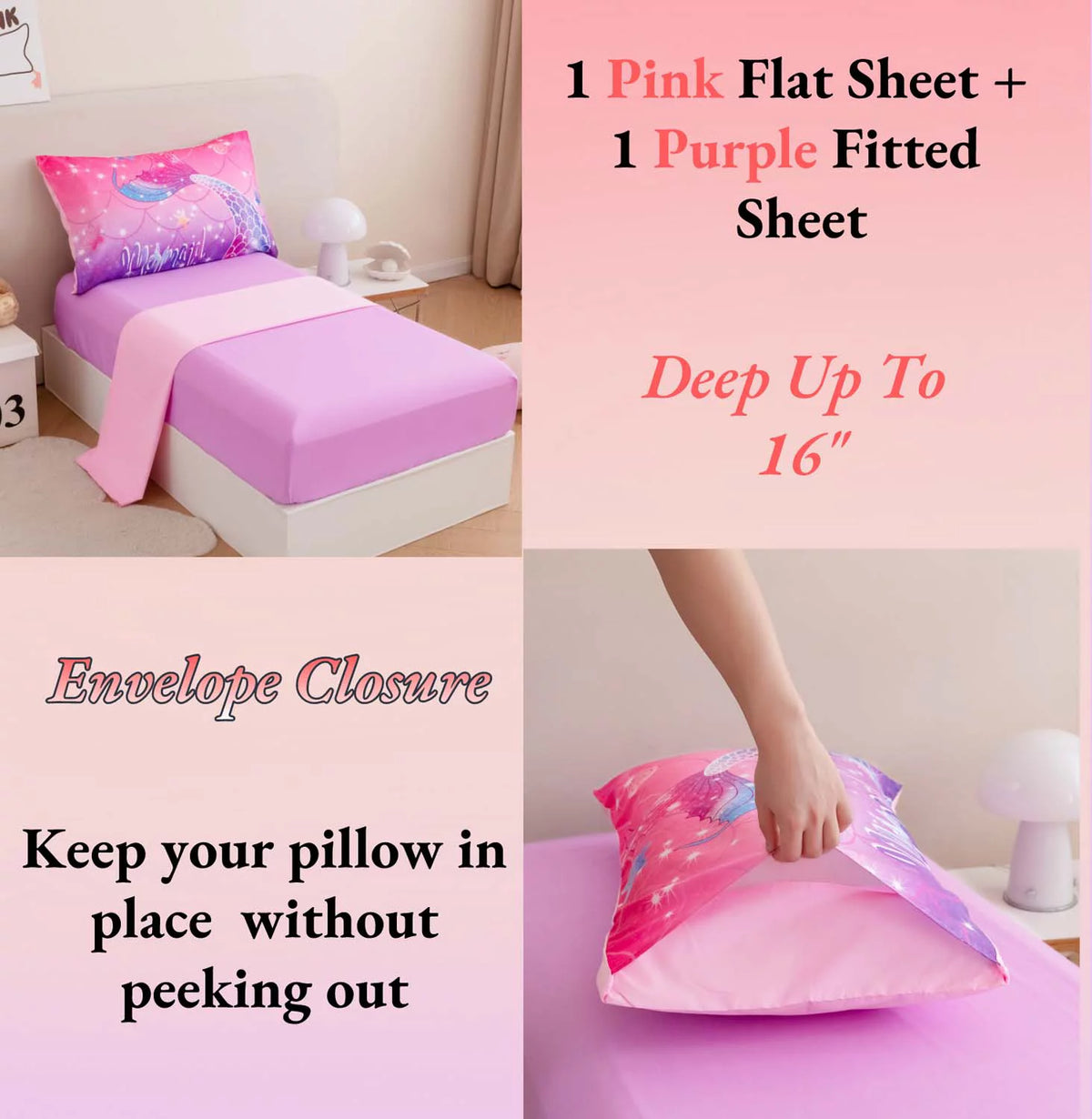 4 Pcs Pastel Fish Scale Kids Bedding Set V522