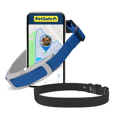 GPS Dog Collar with App, Waterproof Rechargeable (Blue, Grey) D19535