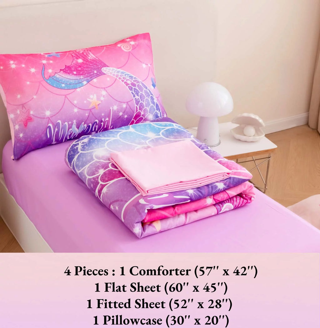 4 Pcs Pastel Fish Scale Kids Bedding Set V522