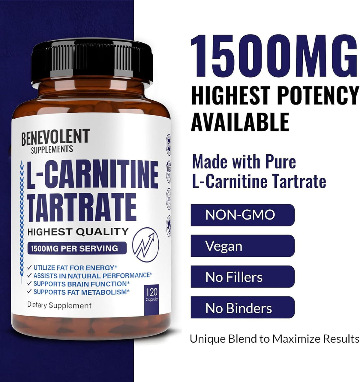 120 Non-GMO L-Carnitine Tartrate Capsules P35231