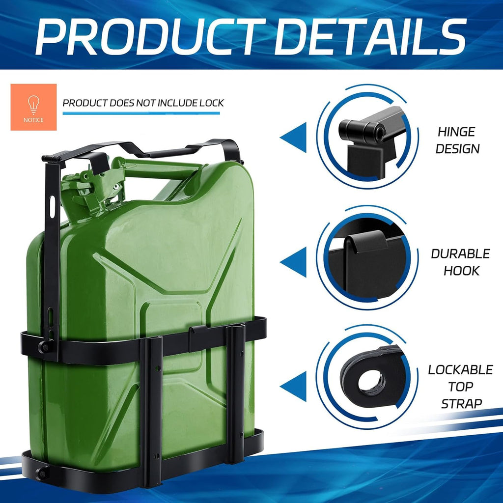 2 Pcs 5 Gallon 20 Liter Metal Lockable Jerry Can Mount Holder Black T180674