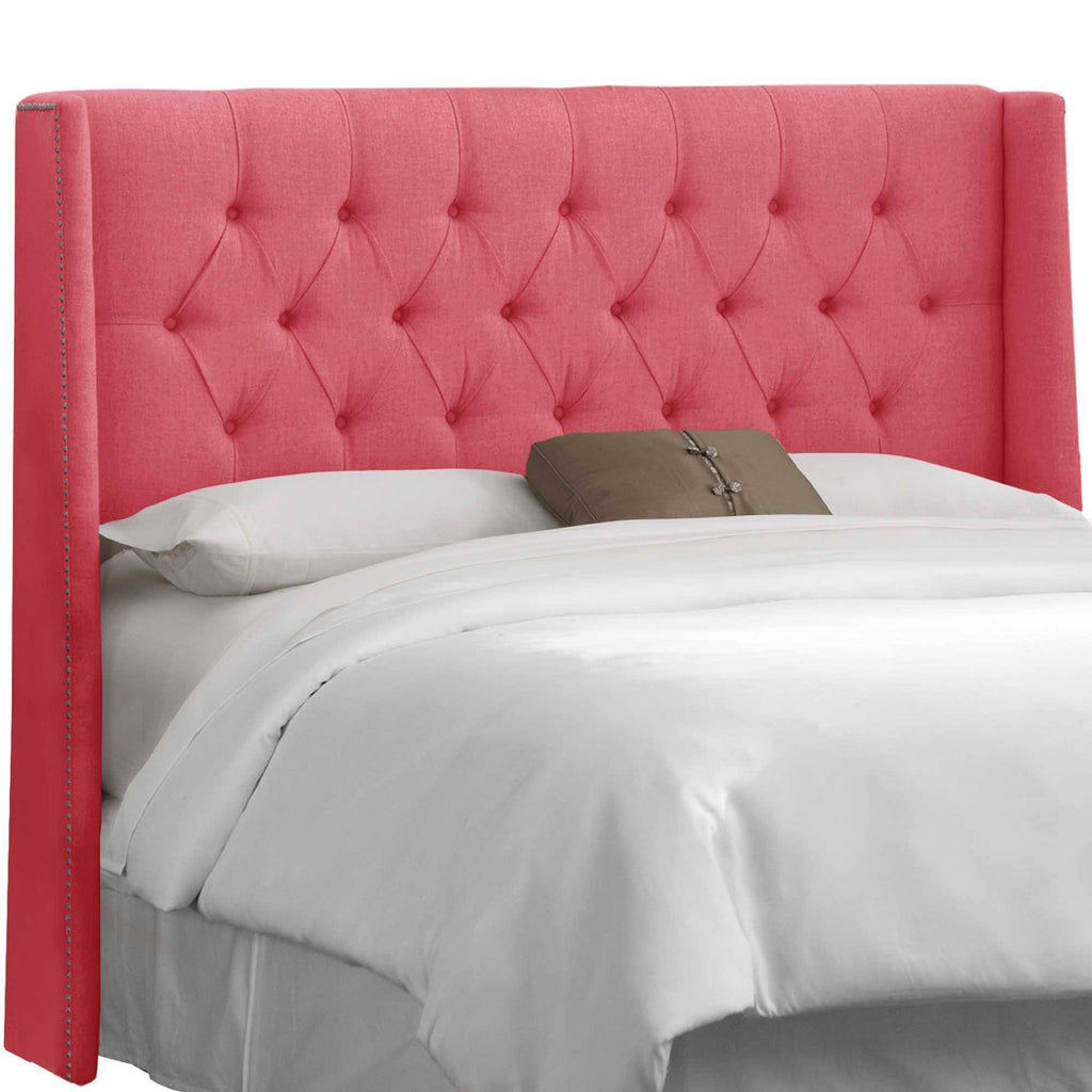 California King Beige Linen Wingback Headboard N147