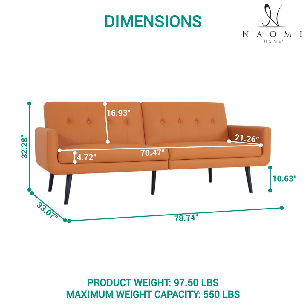 Caramel Air Leather Futon Sofa Bed U98377
