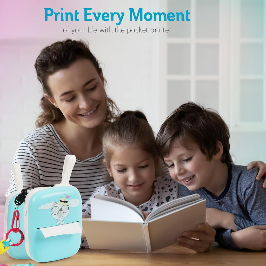 Portable Bluetooth Thermal Sticker Printer (Blue) W320