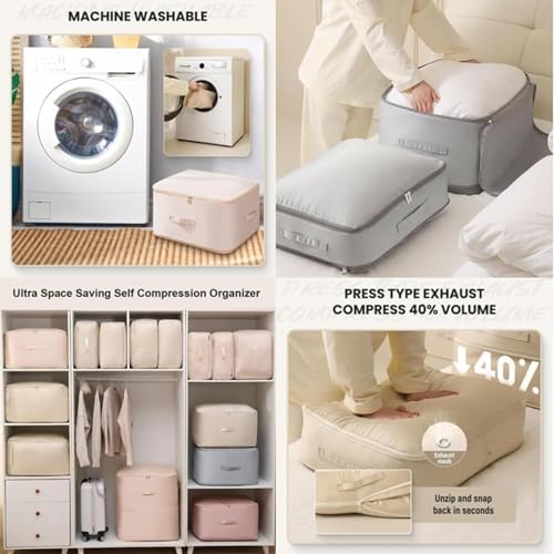 Gray Large Self Compression Storage Bag B243916