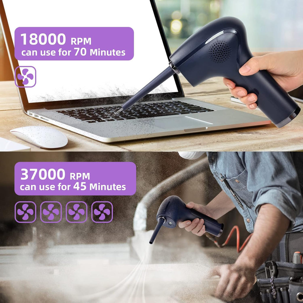 Cordless Electric Air Duster with LED Light, 37000 RPM, 6000 mAh, Pack of 2 D8165