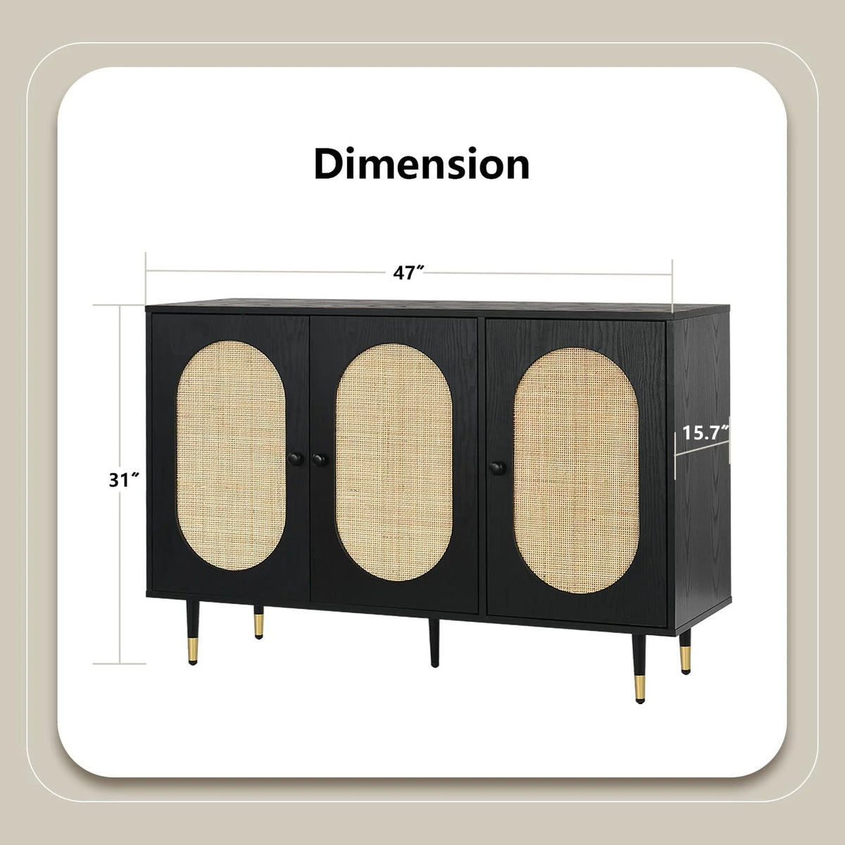 Black Rattan Sideboard Cabinet Z848
