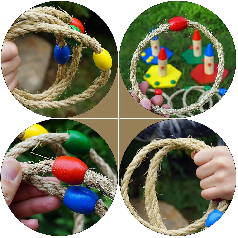Natural Rope Ring Toss Wooden Toy Beach Toys U293684