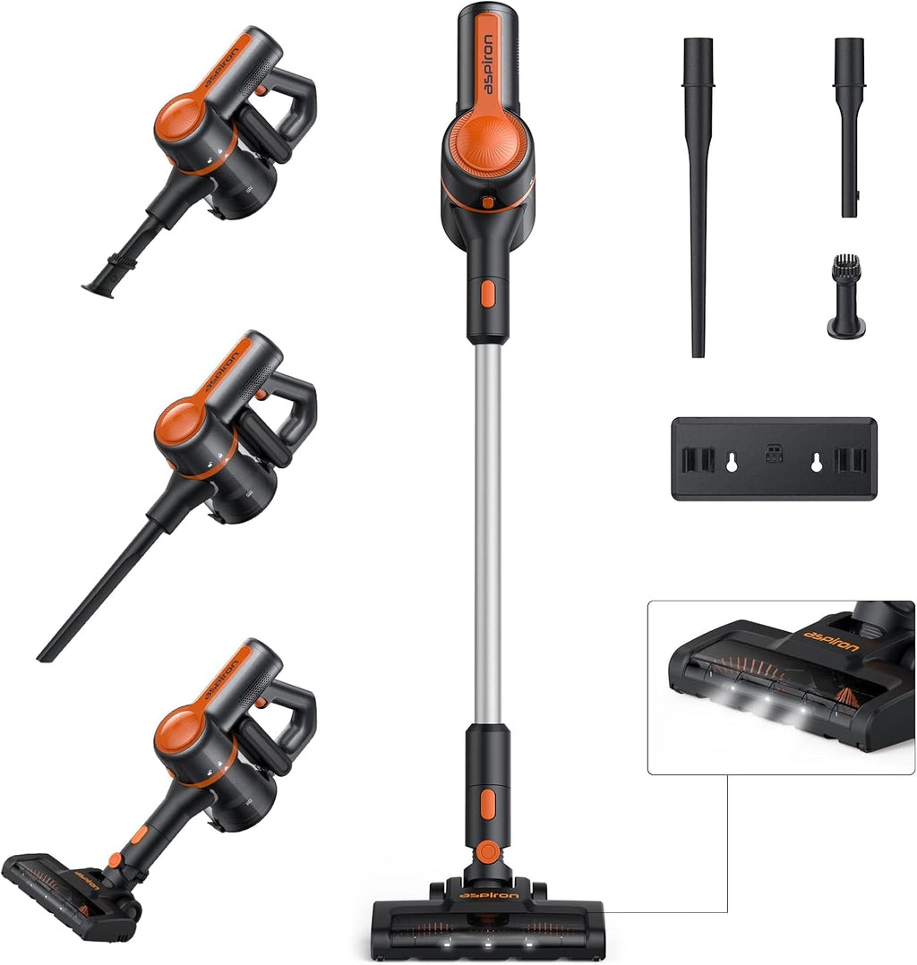 Cordless Stick Vacuum 6 in 1 with 2500 mAh Battery, 40mins Runtime, Brushless Motor, LED Light C3183