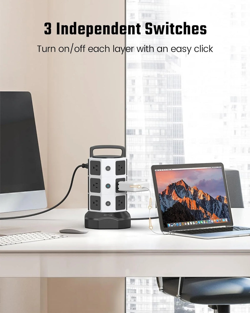 12 AC Outlets 6 USB Ports Power Strip Tower O156745