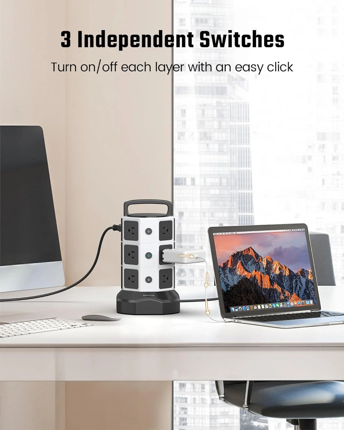 12 AC Outlets 6 USB Ports Power Strip Tower O156745