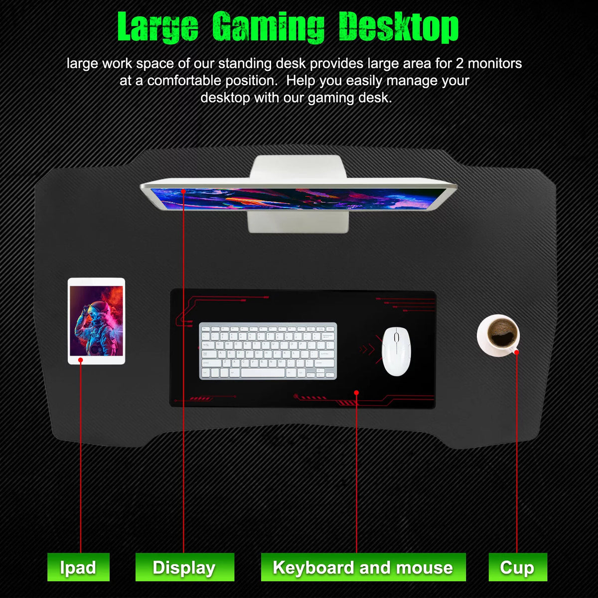 Gaming Desk Z Shaped 39in Ergonomic Gaming Table with Headphone Hook T319