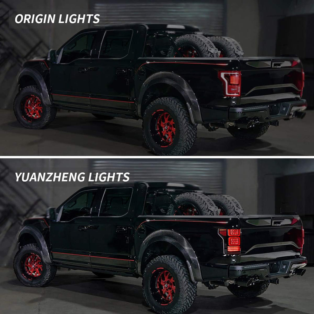LED Projector Headlights and Clear Tail Lights with Red Turn Signal Lights for Ford F150 2018 2019 2020 F58213