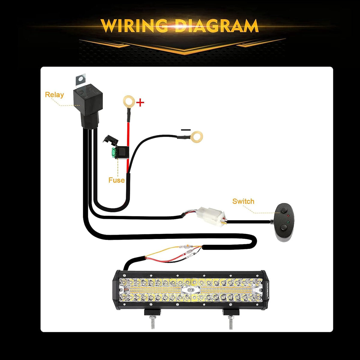 LED Amber Light Bar 12Inch 300W Spot Flood Combo Dual Color Offroad Light Bar Pack of 2 O15305
