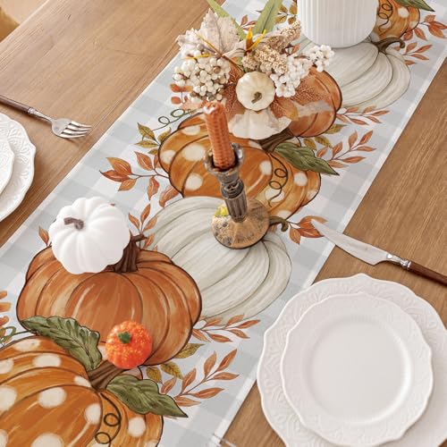 Fall Placemats Set of 4, 12 X 18 Inch Grey Blue Checkered Z152