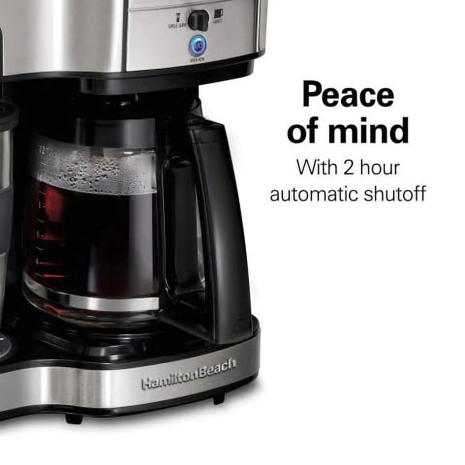 2-Way Coffee Maker, Single-Serve or 12 Cups, Glass Carafe, Black X573