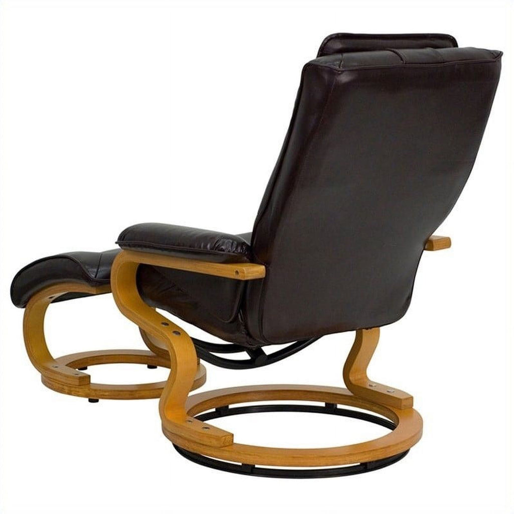 Brown LeatherSoft Recliner and Ottoman H806