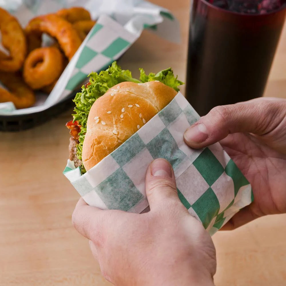 Green Check Deli Sandwich Wrap - 5000/Case S859