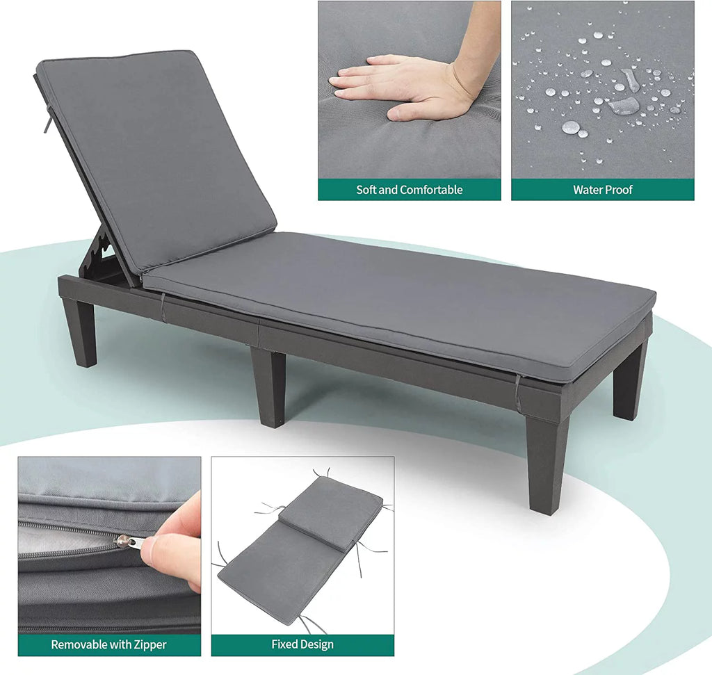 2 Pcs Adjustable Outdoor Chaise Lounge Chairs Set Black T2800