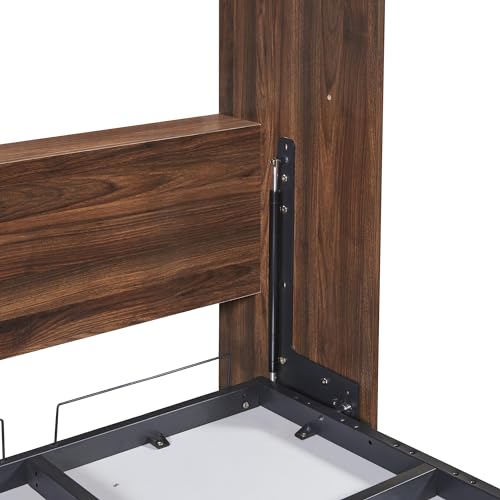 Twin Size Wood Murphy Bed with Wardrobe and Drawers S334390