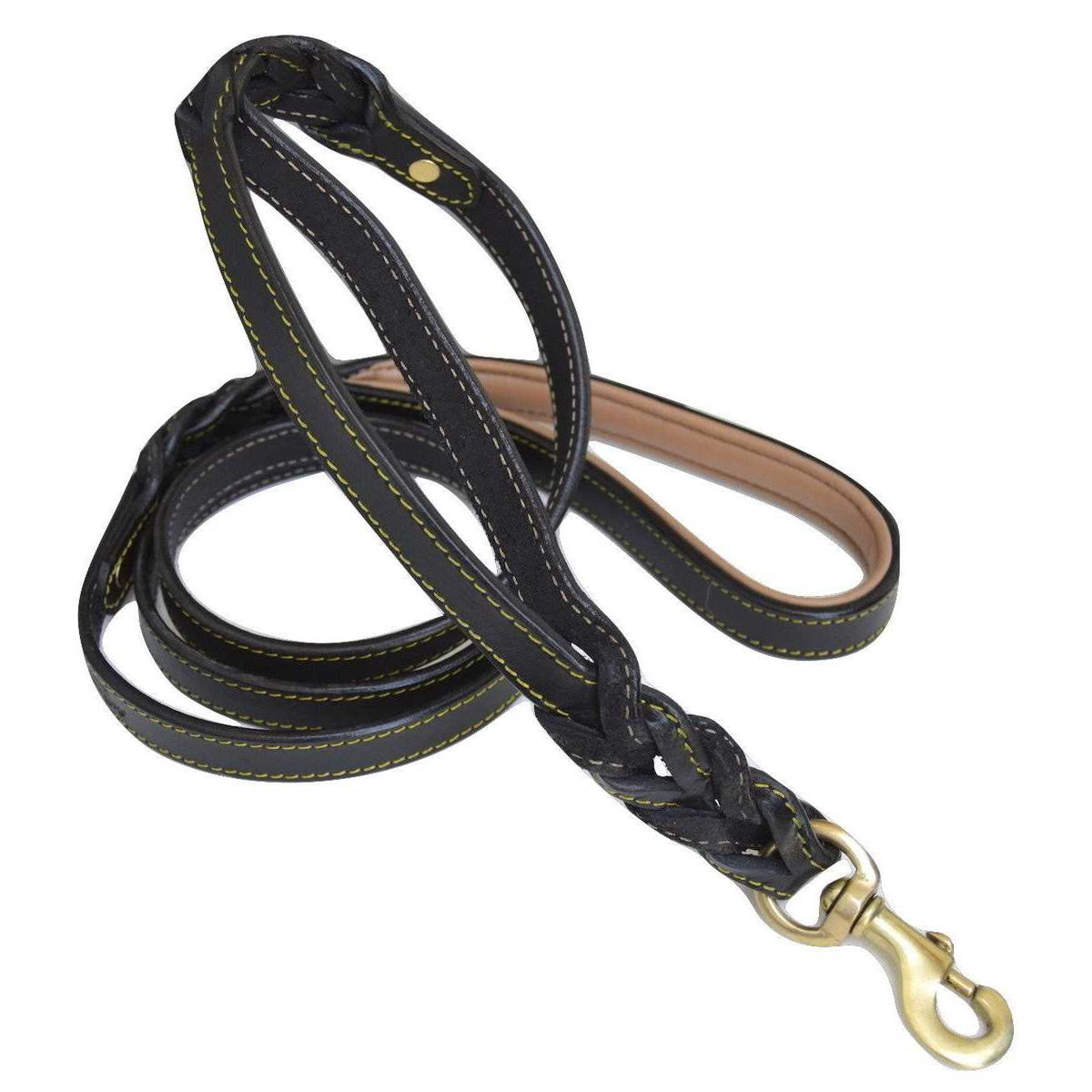 6 Foot Braided Leather Dog Leash with Traffic Handle G33340