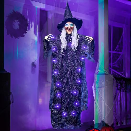 72” Hanging Talking Witch Decor with Light Up Ghost S447