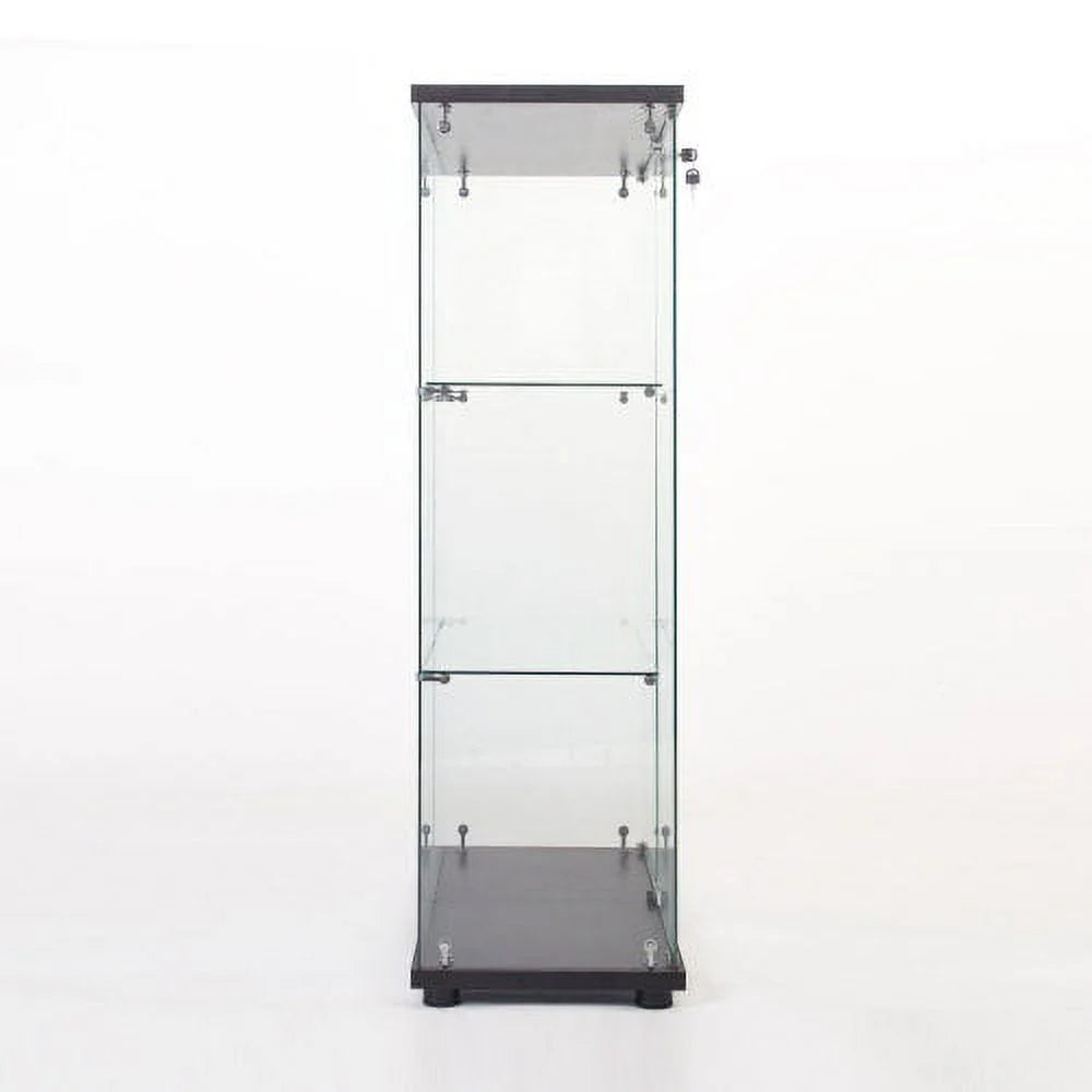 Black Glass Display Cabinet with 3 Shelves P209