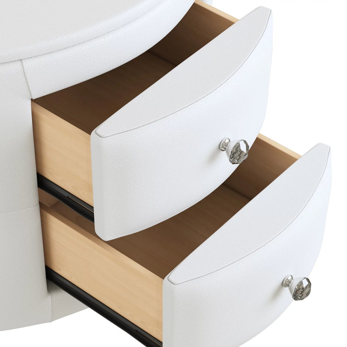 White 2 Drawer PU Leather Upholstered Nightstand M221050
