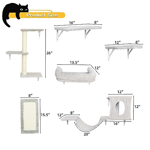 Grey 6pc Cat Wall Furniture Set U9761