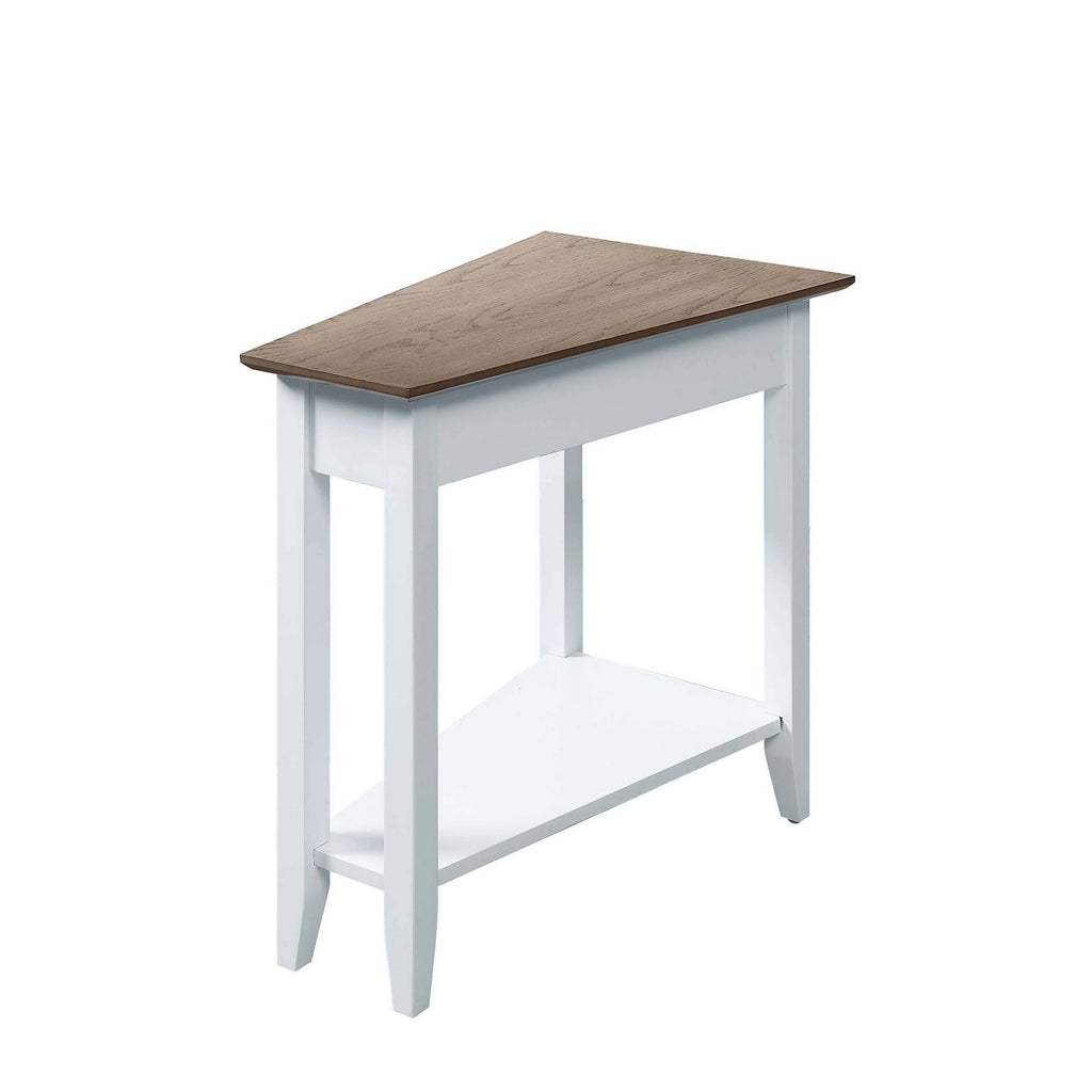 Wedge End Table Driftwood Top White W4734