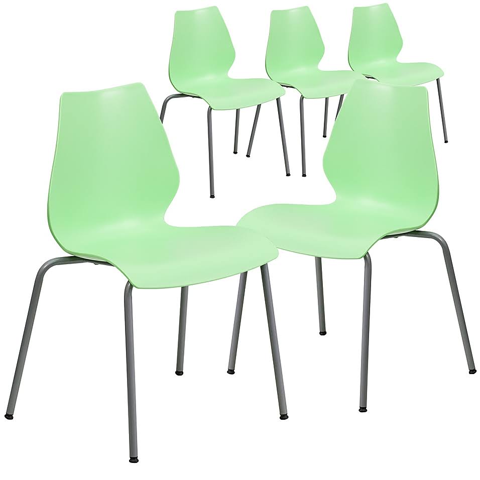 Green Stackable Plastic Chairs (Set of 5) G591149