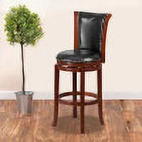 30'' High Dark Chestnut Wood Swivel Barstool Q65506