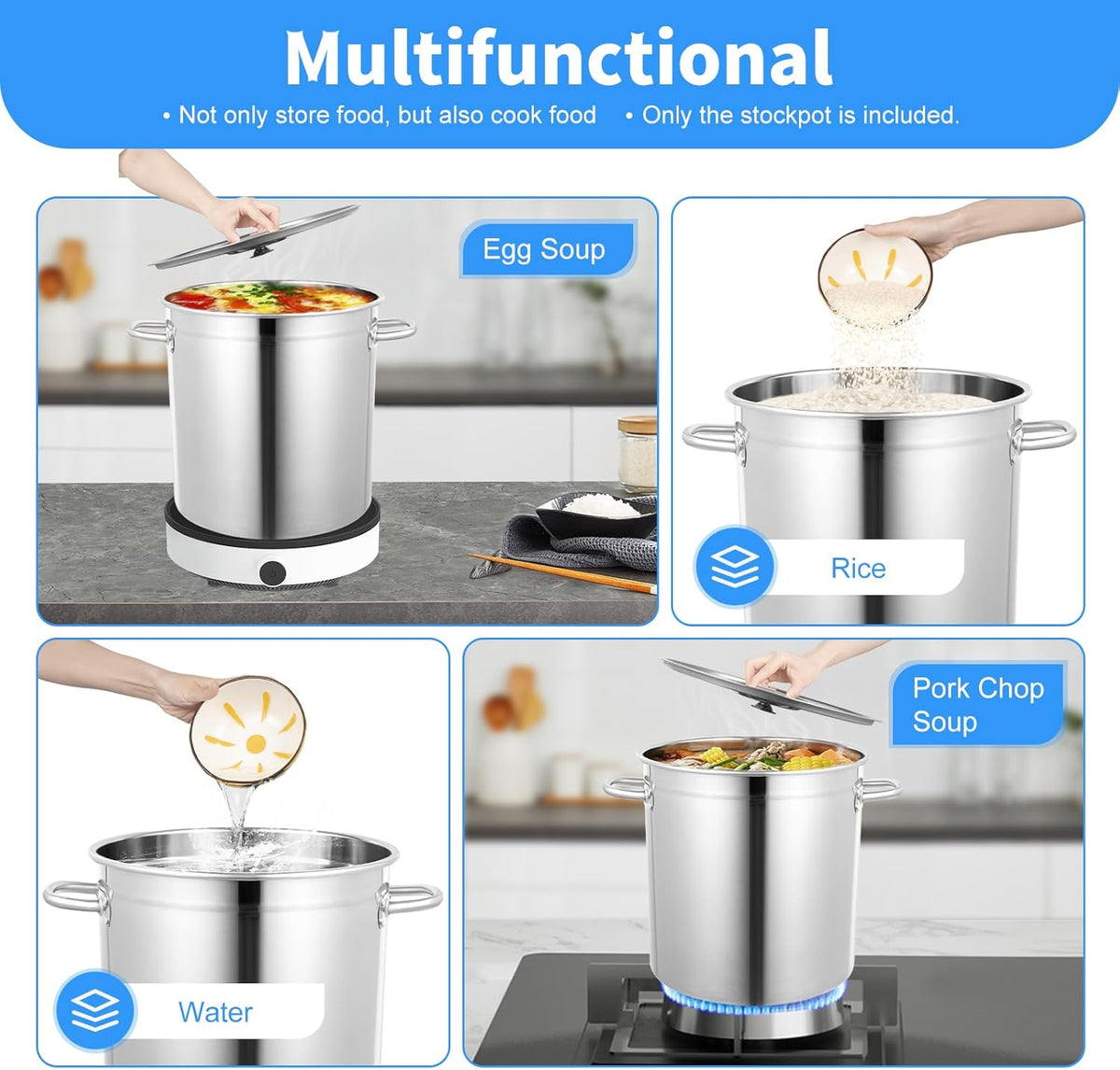 30 Quart 201 Stainless Steel Stockpot with Lid U483477
